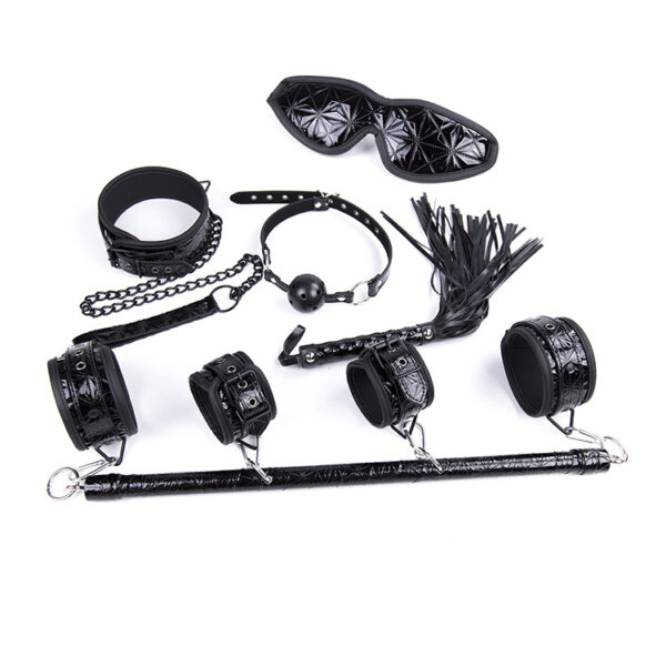 Luxury Leather Black Diamond Pattern Bondage Set